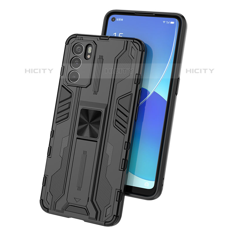 Funda Bumper Silicona y Plastico Mate Carcasa con Magnetico Soporte para Oppo Reno6 5G