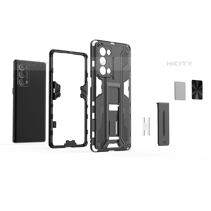 Funda Bumper Silicona y Plastico Mate Carcasa con Magnetico Soporte para Oppo Reno6 Pro+ Plus 5G