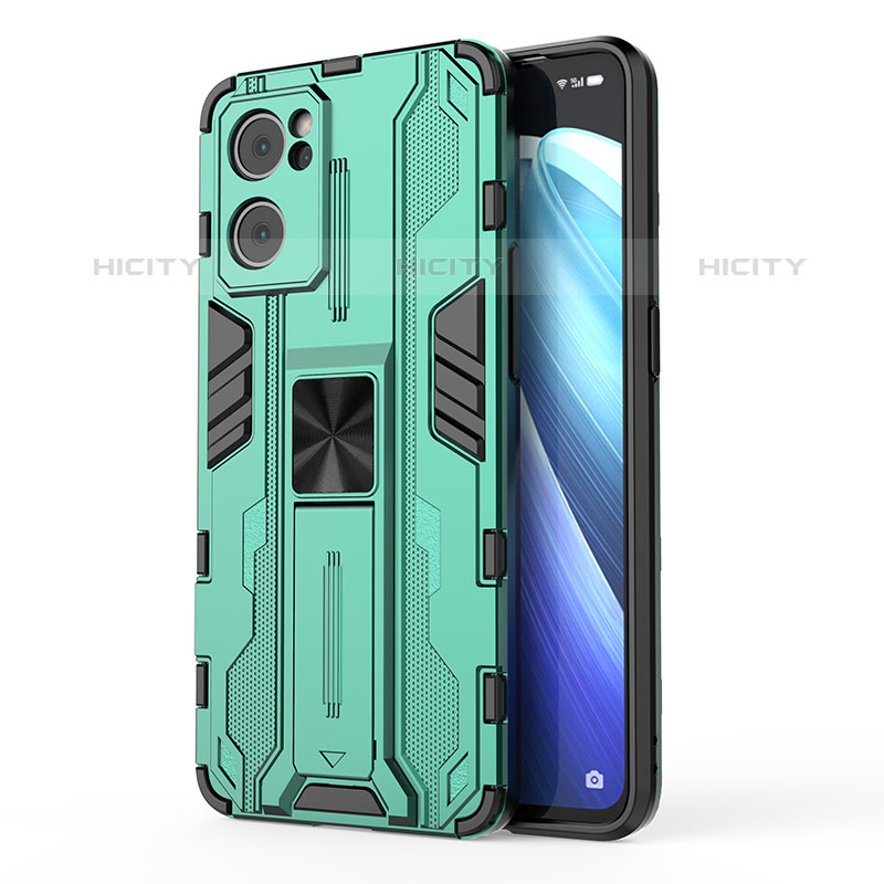 Funda Bumper Silicona y Plastico Mate Carcasa con Magnetico Soporte para Oppo Reno7 5G