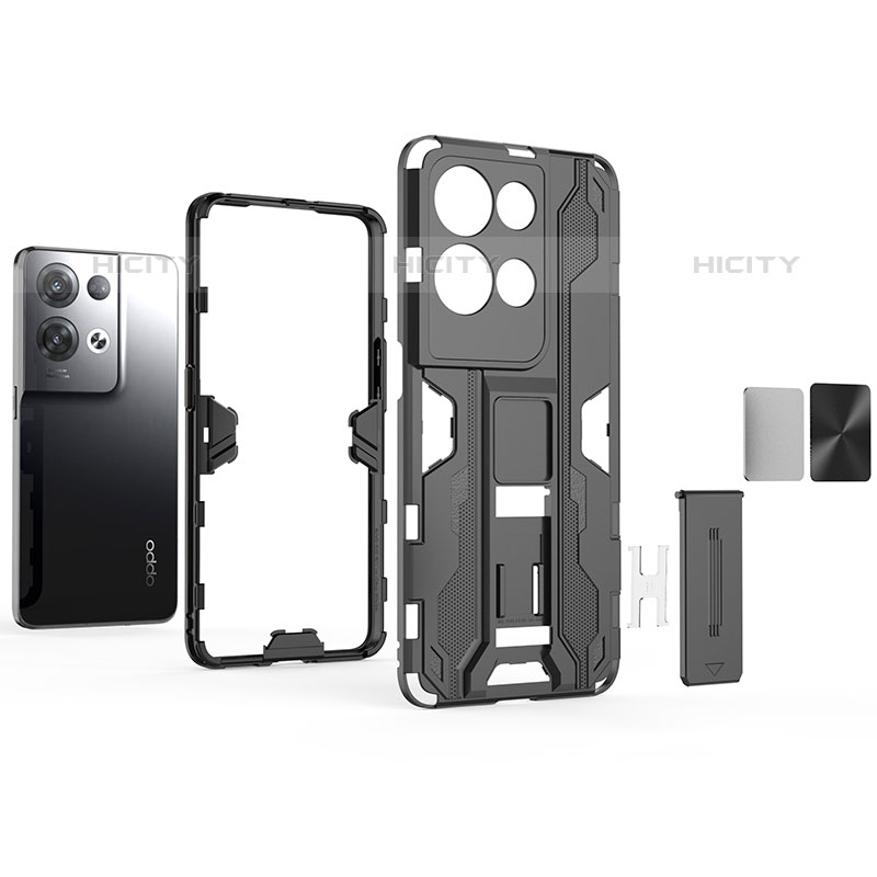 Funda Bumper Silicona y Plastico Mate Carcasa con Magnetico Soporte para Oppo Reno8 Pro 5G