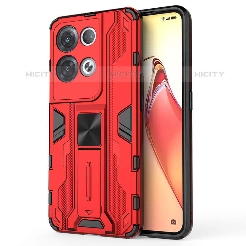 Funda Bumper Silicona y Plastico Mate Carcasa con Magnetico Soporte para Oppo Reno8 Pro 5G