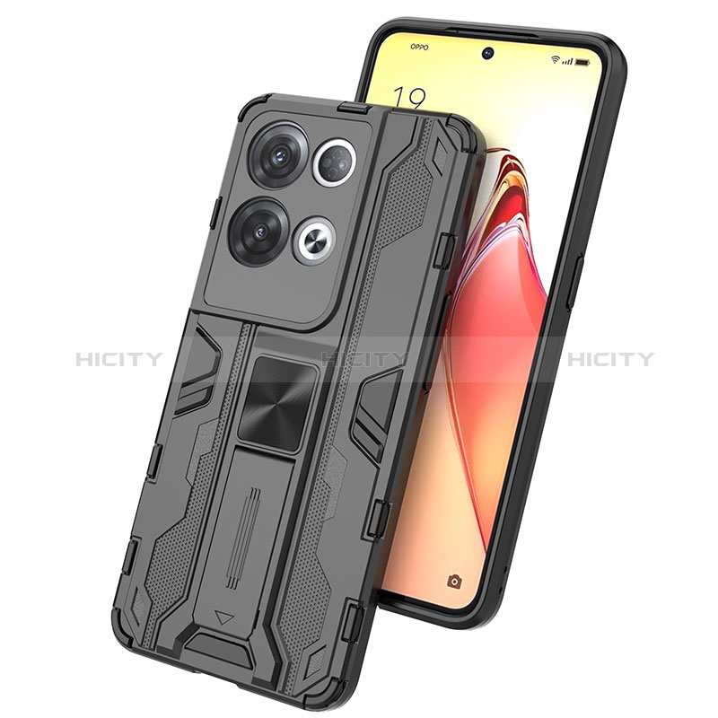 Funda Bumper Silicona y Plastico Mate Carcasa con Magnetico Soporte para Oppo Reno9 Pro+ Plus 5G