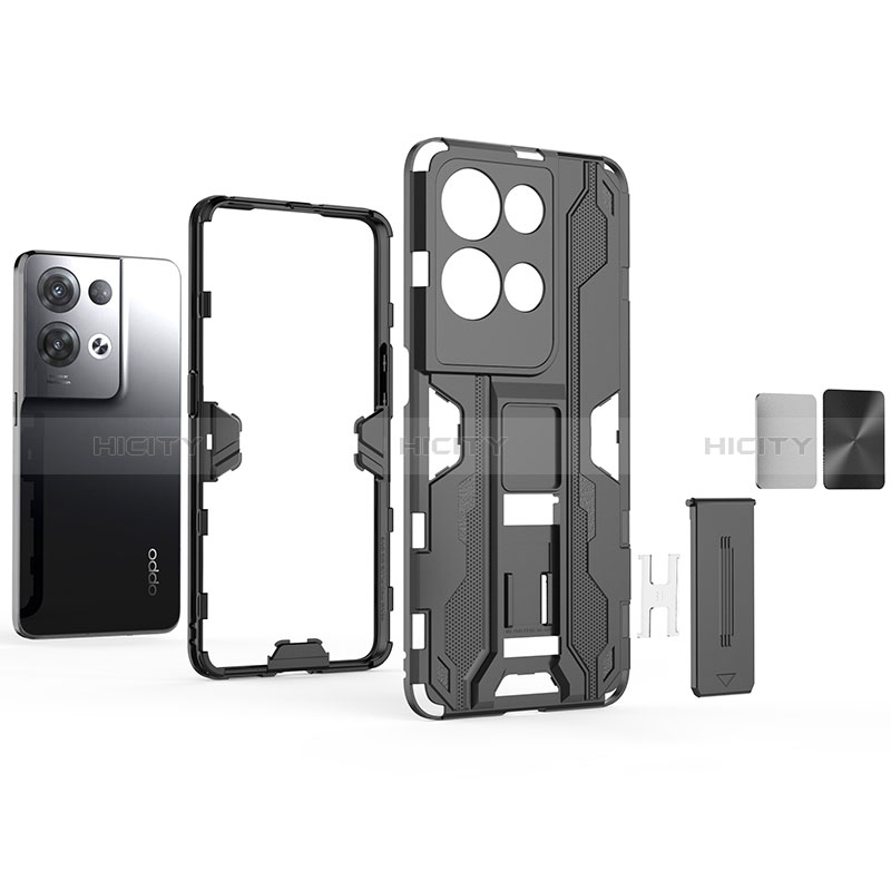 Funda Bumper Silicona y Plastico Mate Carcasa con Magnetico Soporte para Oppo Reno9 Pro+ Plus 5G