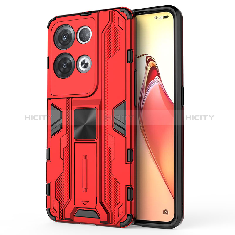 Funda Bumper Silicona y Plastico Mate Carcasa con Magnetico Soporte para Oppo Reno9 Pro+ Plus 5G