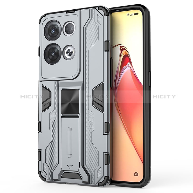 Funda Bumper Silicona y Plastico Mate Carcasa con Magnetico Soporte para Oppo Reno9 Pro+ Plus 5G