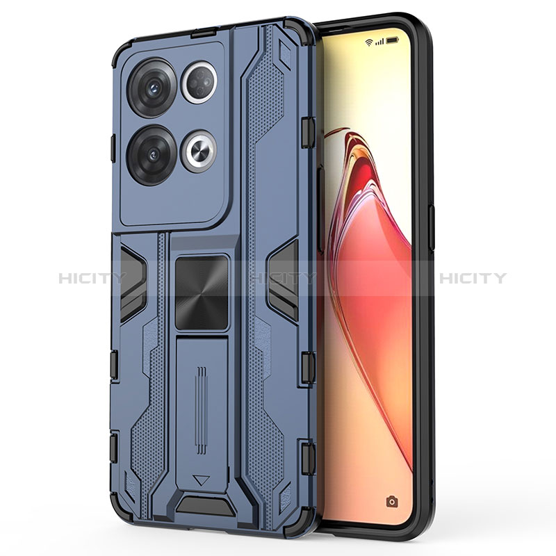 Funda Bumper Silicona y Plastico Mate Carcasa con Magnetico Soporte para Oppo Reno9 Pro+ Plus 5G