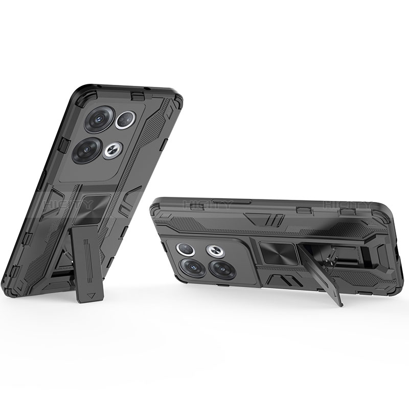 Funda Bumper Silicona y Plastico Mate Carcasa con Magnetico Soporte para Oppo Reno9 Pro+ Plus 5G