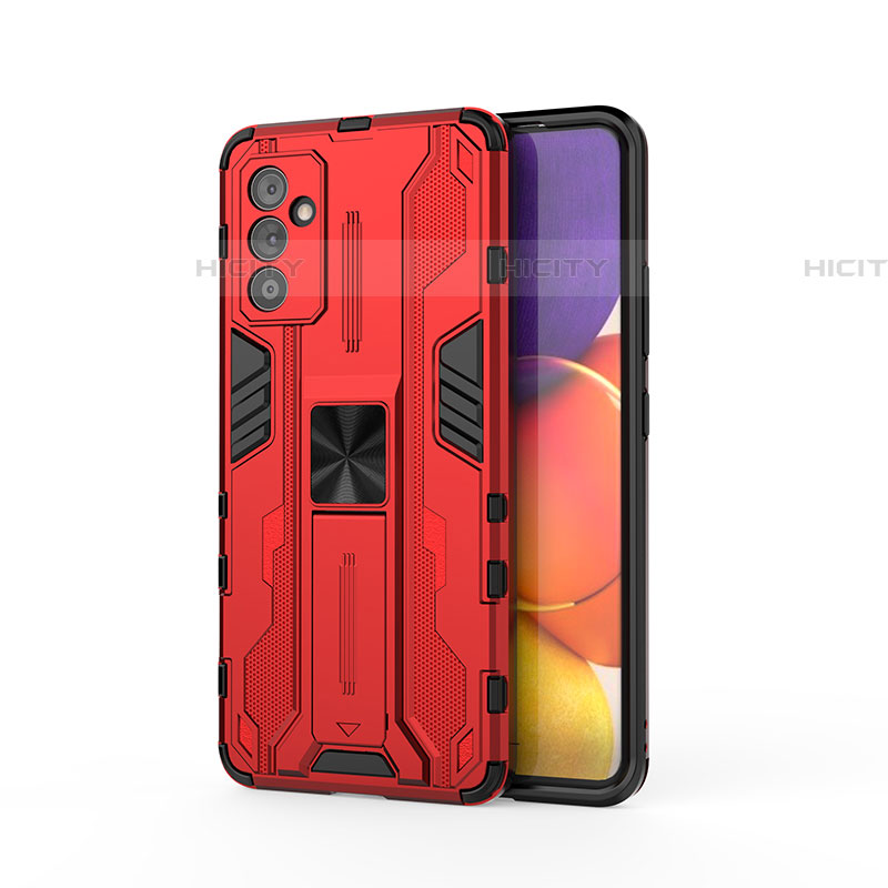 Funda Bumper Silicona y Plastico Mate Carcasa con Magnetico Soporte para Samsung Galaxy A05s Rojo