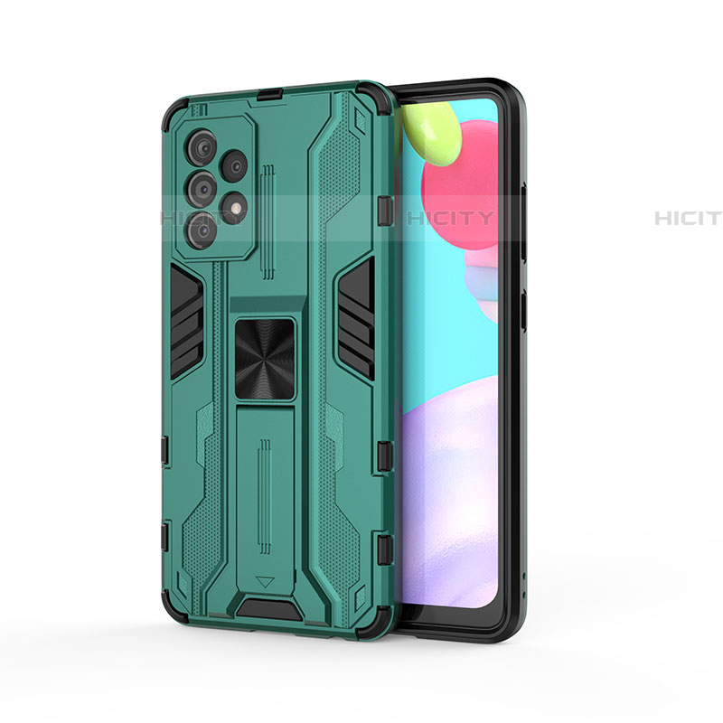 Funda Bumper Silicona y Plastico Mate Carcasa con Magnetico Soporte para Samsung Galaxy A52 4G Verde