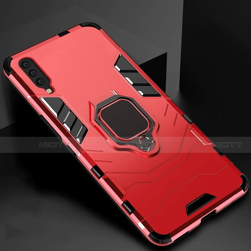 Funda Bumper Silicona y Plastico Mate Carcasa con Magnetico Soporte para Samsung Galaxy A70 Rojo