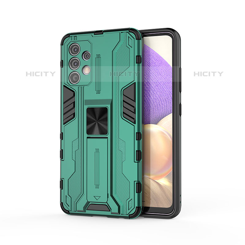 Funda Bumper Silicona y Plastico Mate Carcasa con Magnetico Soporte para Samsung Galaxy M32 5G Verde