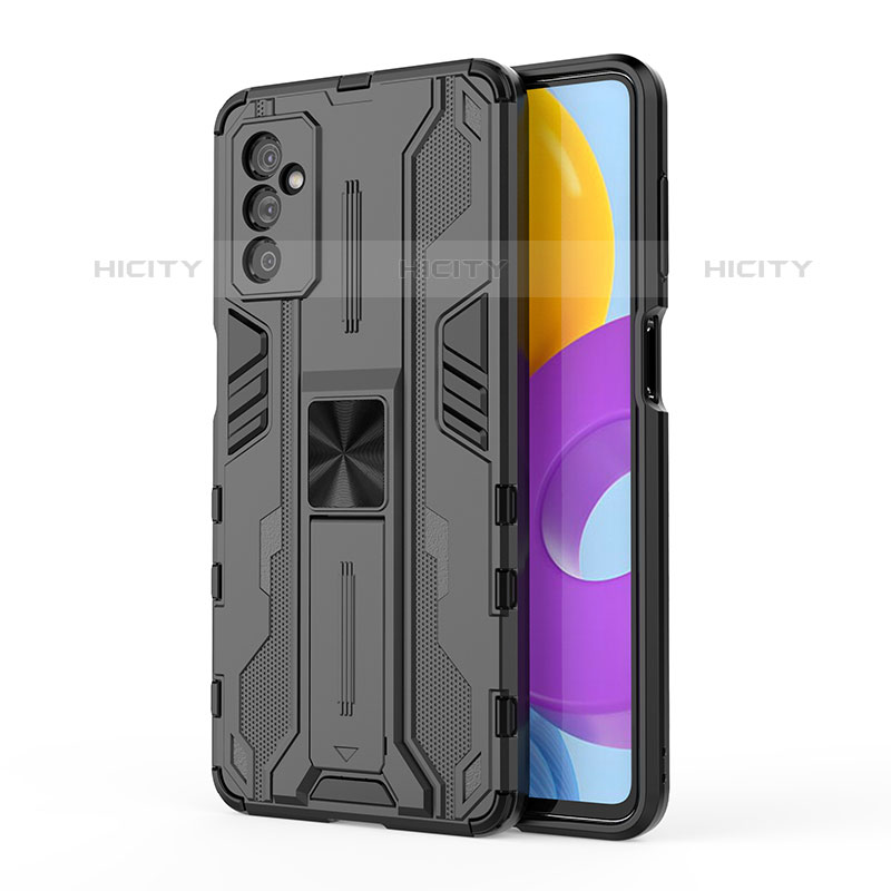 Funda Bumper Silicona y Plastico Mate Carcasa con Magnetico Soporte para Samsung Galaxy M52 5G Negro