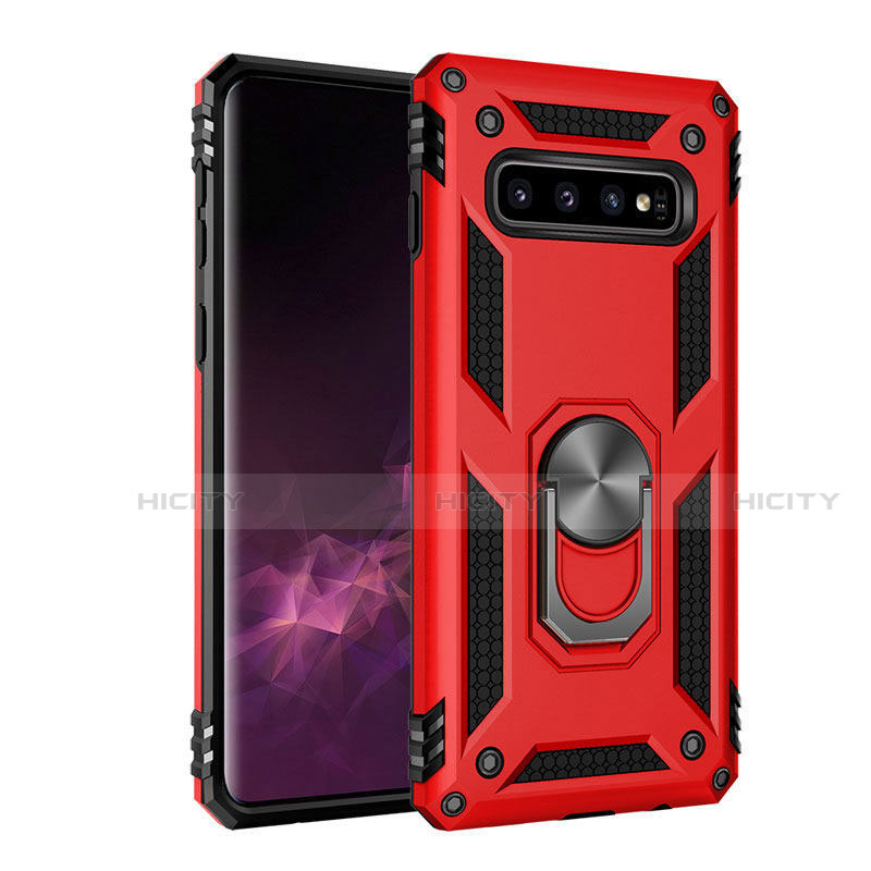 Funda Bumper Silicona y Plastico Mate Carcasa con Magnetico Soporte para Samsung Galaxy S10 5G Rojo