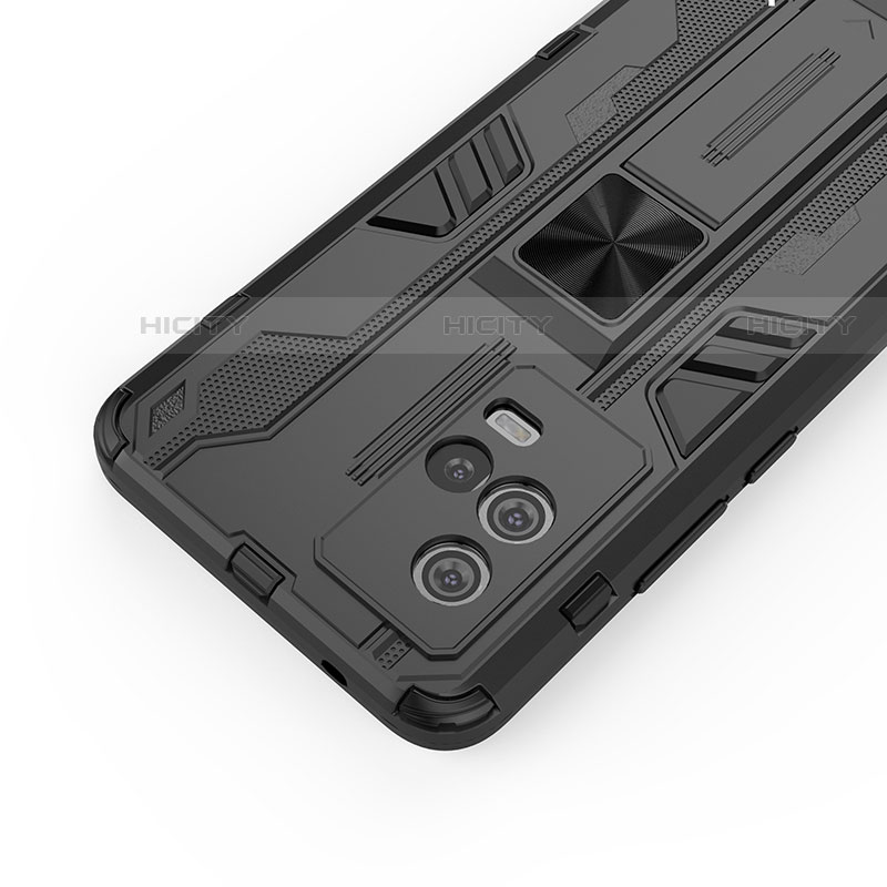 Funda Bumper Silicona y Plastico Mate Carcasa con Magnetico Soporte para Vivo iQOO 8 Pro 5G