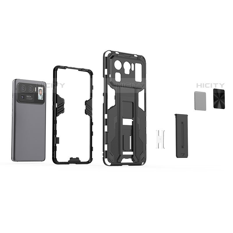 Funda Bumper Silicona y Plastico Mate Carcasa con Magnetico Soporte para Xiaomi Mi 11 Ultra 5G