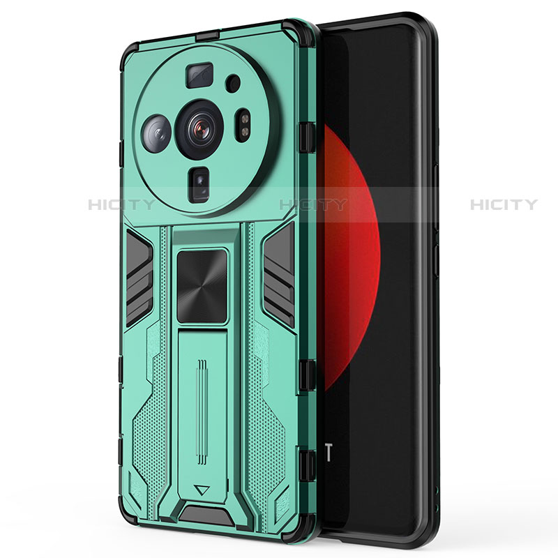 Funda Bumper Silicona y Plastico Mate Carcasa con Magnetico Soporte para Xiaomi Mi 12 Ultra 5G Verde