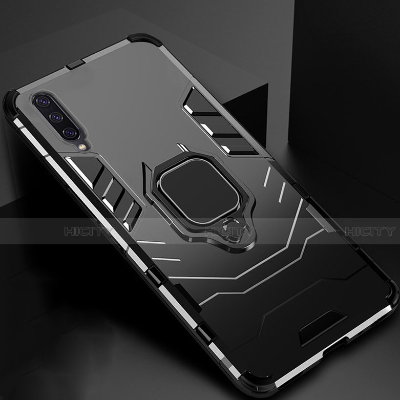 Funda Bumper Silicona y Plastico Mate Carcasa con Magnetico Soporte para Xiaomi Mi A3 Negro