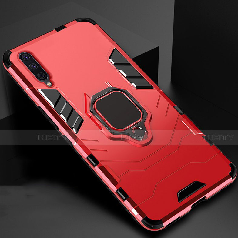 Funda Bumper Silicona y Plastico Mate Carcasa con Magnetico Soporte para Xiaomi Mi A3 Rojo