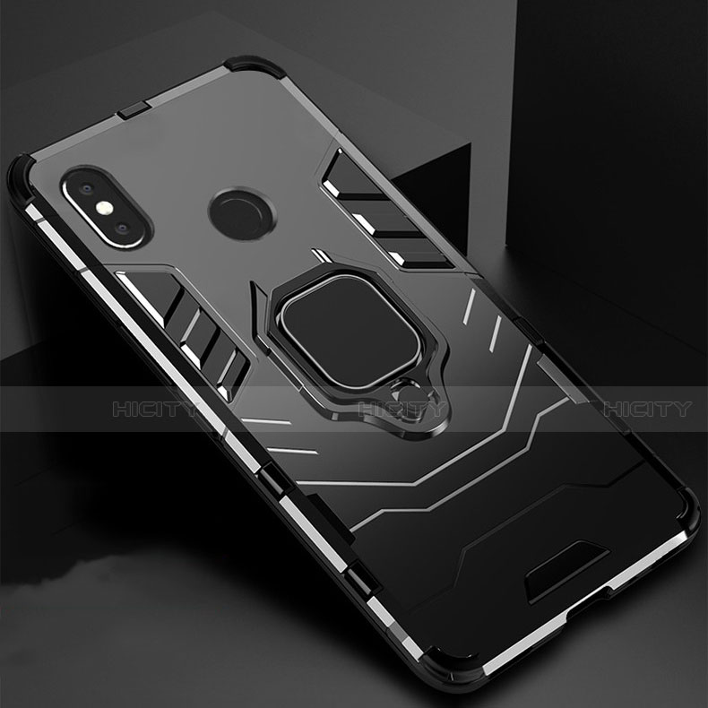 Funda Bumper Silicona y Plastico Mate Carcasa con Magnetico Soporte para Xiaomi Redmi 6 Pro Negro