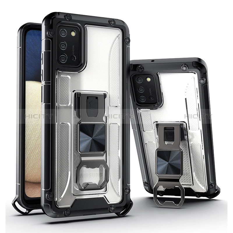Funda Bumper Silicona y Plastico Mate Carcasa con Magnetico Soporte Q01W para Samsung Galaxy A02s