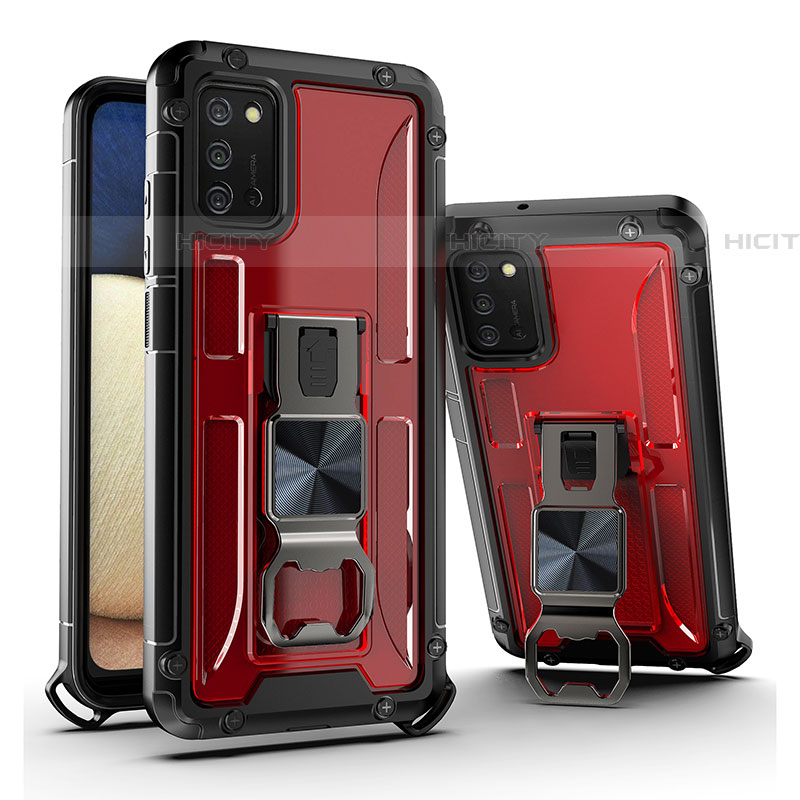 Funda Bumper Silicona y Plastico Mate Carcasa con Magnetico Soporte Q01W para Samsung Galaxy A03s