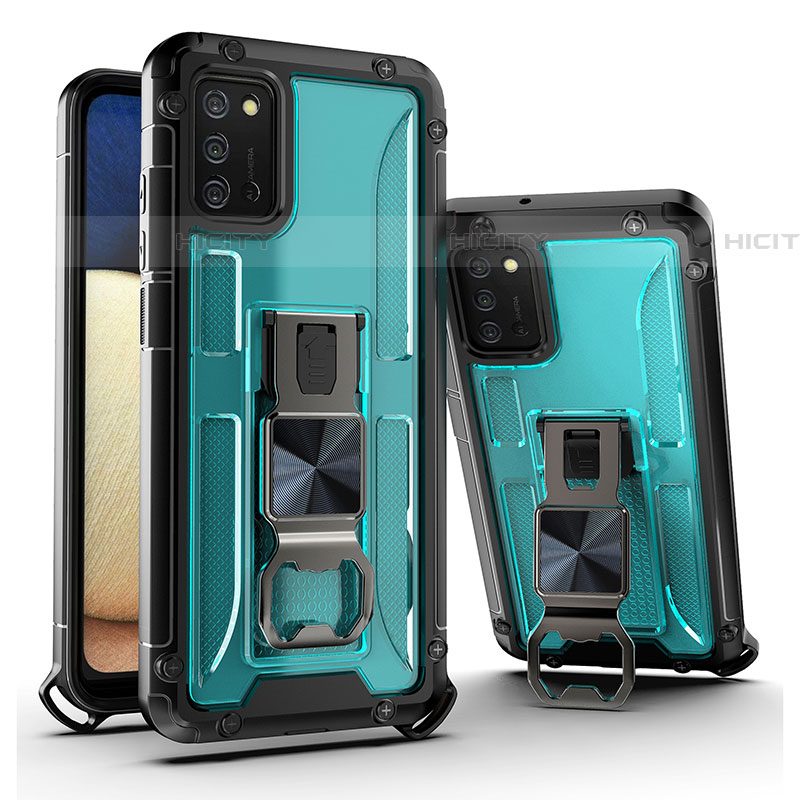 Funda Bumper Silicona y Plastico Mate Carcasa con Magnetico Soporte Q01W para Samsung Galaxy A03s