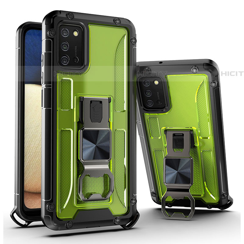 Funda Bumper Silicona y Plastico Mate Carcasa con Magnetico Soporte Q01W para Samsung Galaxy A03s