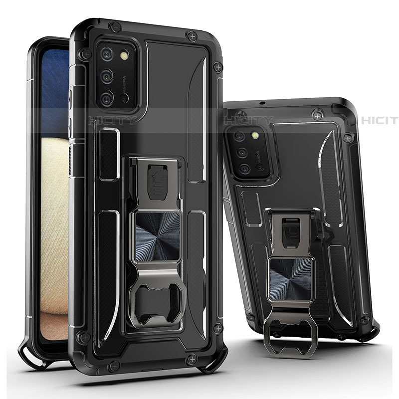 Funda Bumper Silicona y Plastico Mate Carcasa con Magnetico Soporte Q01W para Samsung Galaxy A03s