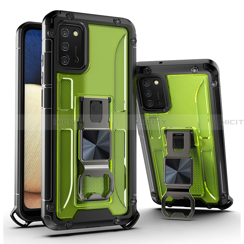 Funda Bumper Silicona y Plastico Mate Carcasa con Magnetico Soporte Q01W para Samsung Galaxy F02S SM-E025F