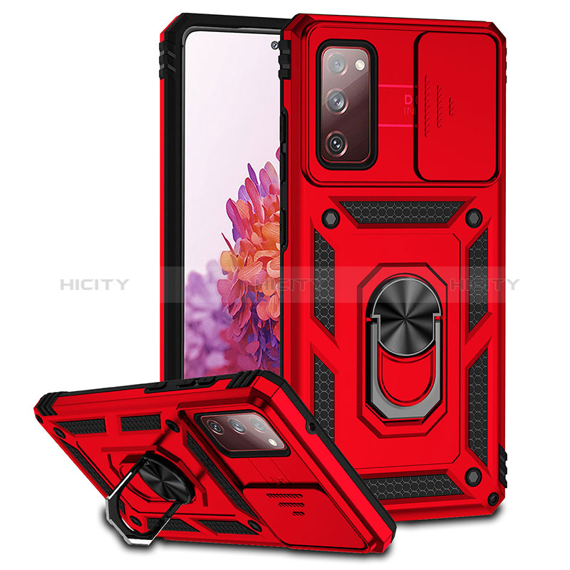 Funda Bumper Silicona y Plastico Mate Carcasa con Magnetico Soporte Q01W para Samsung Galaxy S20 FE (2022) 5G Rojo