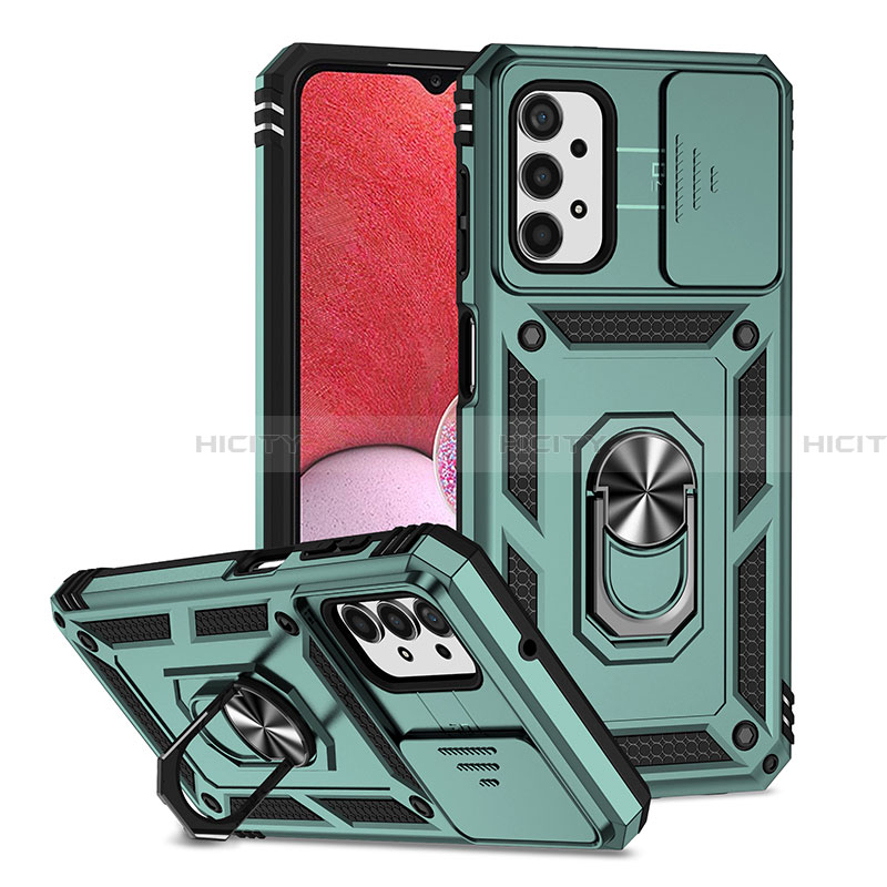 Funda Bumper Silicona y Plastico Mate Carcasa con Magnetico Soporte Q02W para Samsung Galaxy A13 4G Verde