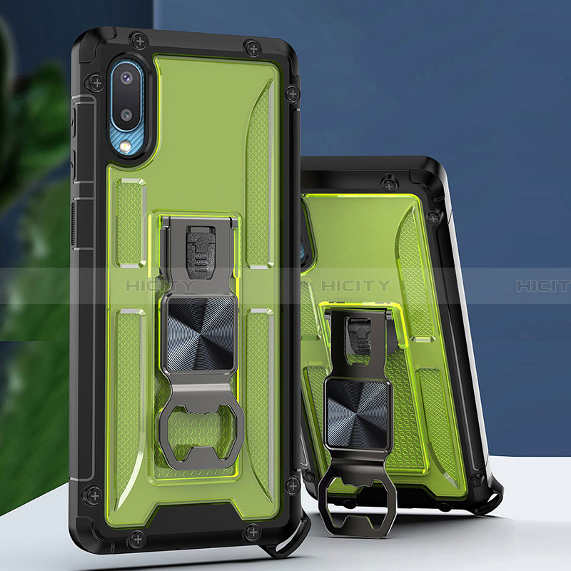 Funda Bumper Silicona y Plastico Mate Carcasa con Magnetico Soporte QW1 para Samsung Galaxy A02