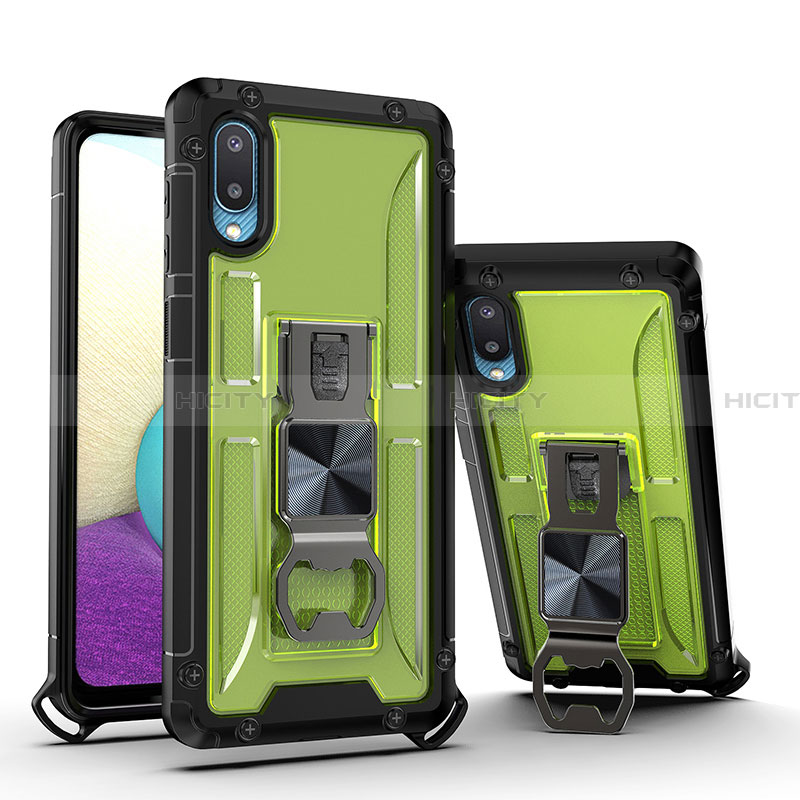 Funda Bumper Silicona y Plastico Mate Carcasa con Magnetico Soporte QW1 para Samsung Galaxy A02