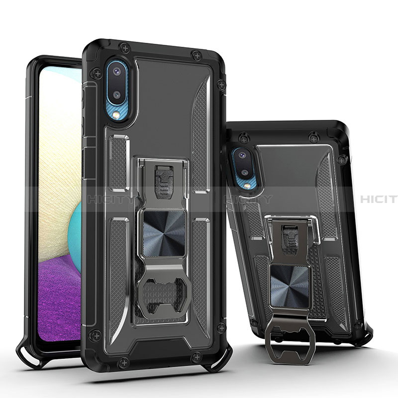 Funda Bumper Silicona y Plastico Mate Carcasa con Magnetico Soporte QW1 para Samsung Galaxy A02