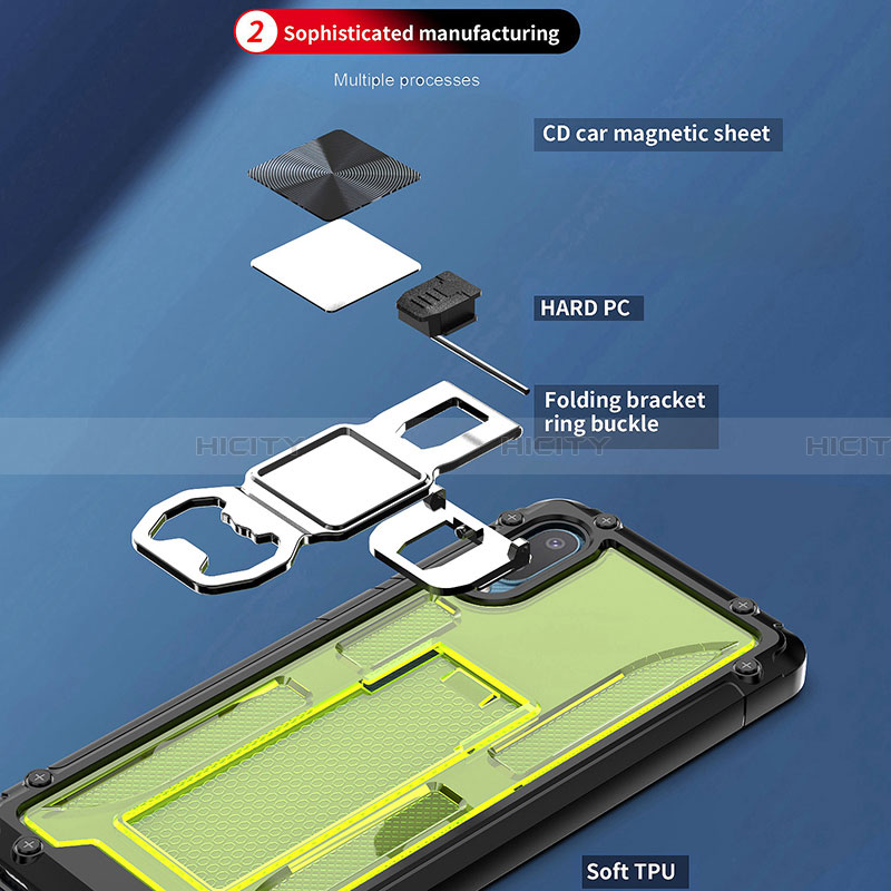 Funda Bumper Silicona y Plastico Mate Carcasa con Magnetico Soporte QW1 para Samsung Galaxy A02
