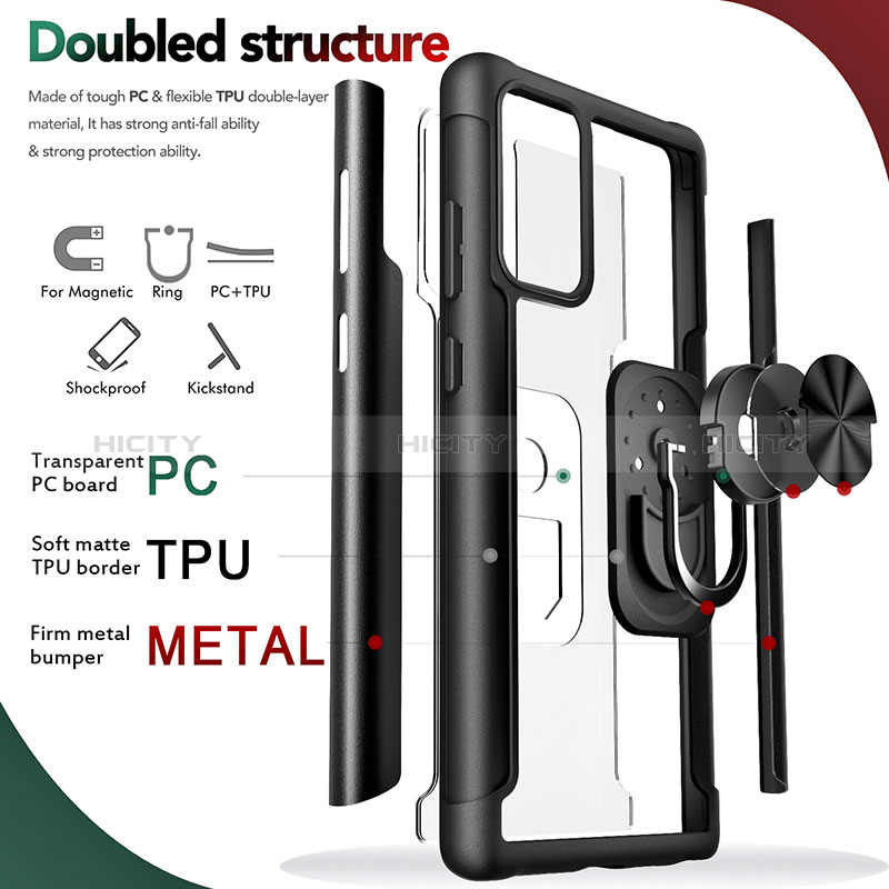 Funda Bumper Silicona y Plastico Mate Carcasa con Magnetico Soporte RJ1 para Samsung Galaxy Note 20 5G