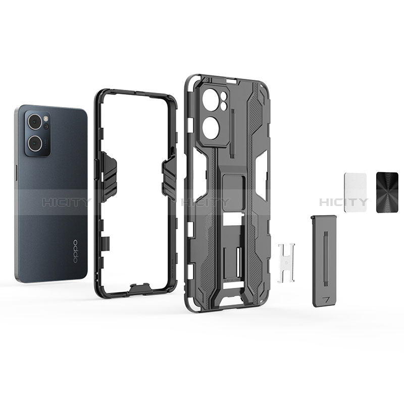 Funda Bumper Silicona y Plastico Mate Carcasa con Magnetico Soporte T01 para OnePlus Nord CE 2 5G