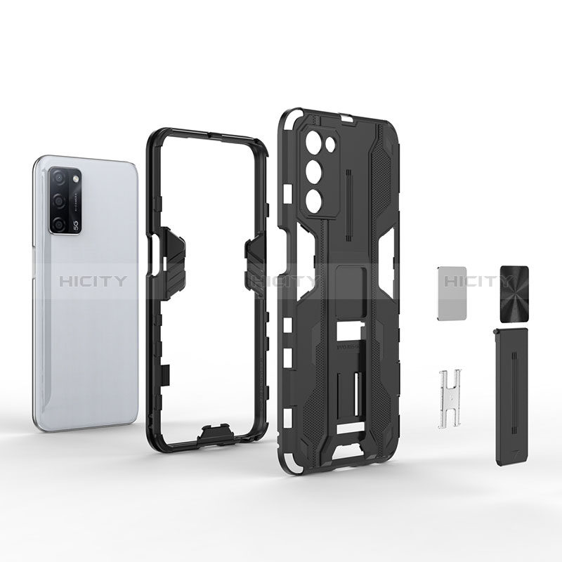 Funda Bumper Silicona y Plastico Mate Carcasa con Magnetico Soporte T01 para Oppo A56 5G