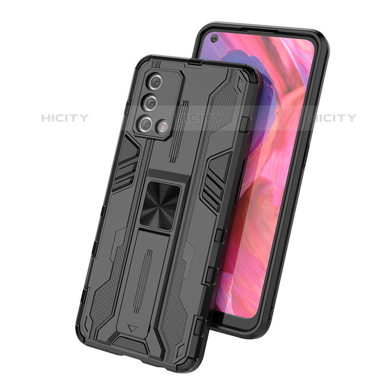 Funda Bumper Silicona y Plastico Mate Carcasa con Magnetico Soporte T01 para Oppo A74 4G