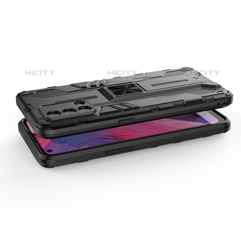 Funda Bumper Silicona y Plastico Mate Carcasa con Magnetico Soporte T01 para Oppo A74 4G