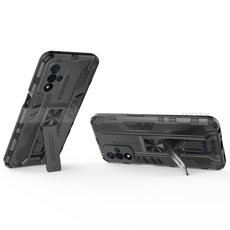 Funda Bumper Silicona y Plastico Mate Carcasa con Magnetico Soporte T01 para Oppo A93s 5G