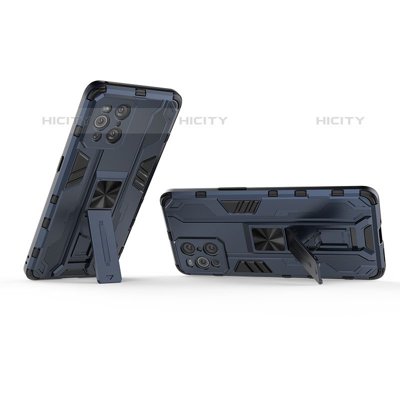 Funda Bumper Silicona y Plastico Mate Carcasa con Magnetico Soporte T01 para Oppo Find X3 Pro 5G