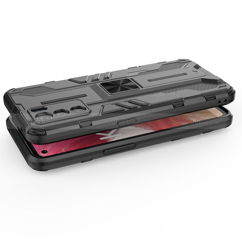 Funda Bumper Silicona y Plastico Mate Carcasa con Magnetico Soporte T01 para Oppo K9 Pro 5G