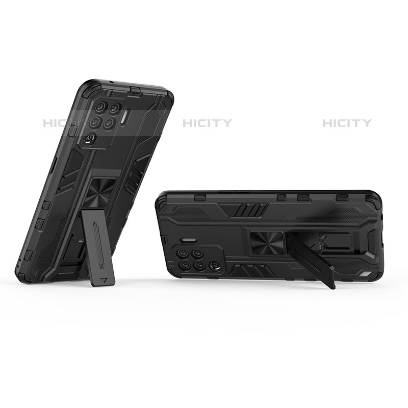 Funda Bumper Silicona y Plastico Mate Carcasa con Magnetico Soporte T01 para Oppo Reno5 Lite