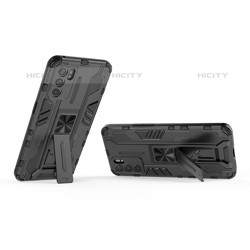 Funda Bumper Silicona y Plastico Mate Carcasa con Magnetico Soporte T01 para Oppo Reno6 5G