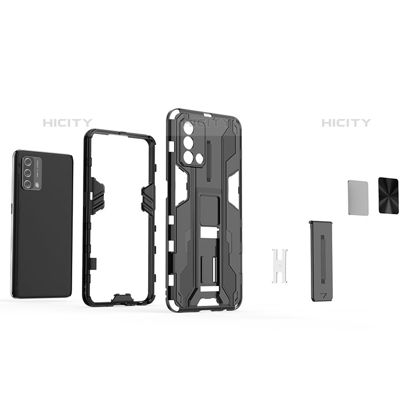 Funda Bumper Silicona y Plastico Mate Carcasa con Magnetico Soporte T01 para Oppo Reno6 Lite