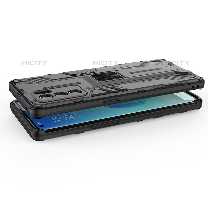 Funda Bumper Silicona y Plastico Mate Carcasa con Magnetico Soporte T01 para Oppo Reno6 Pro 5G India