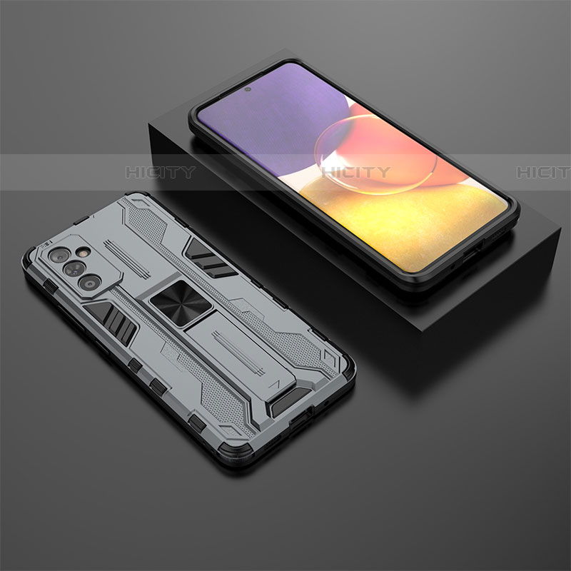 Funda Bumper Silicona y Plastico Mate Carcasa con Magnetico Soporte T01 para Samsung Galaxy A05s Gris