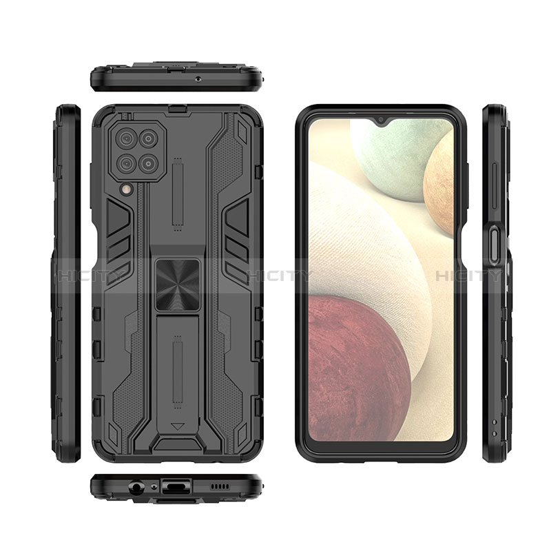 Funda Bumper Silicona y Plastico Mate Carcasa con Magnetico Soporte T01 para Samsung Galaxy A12 5G