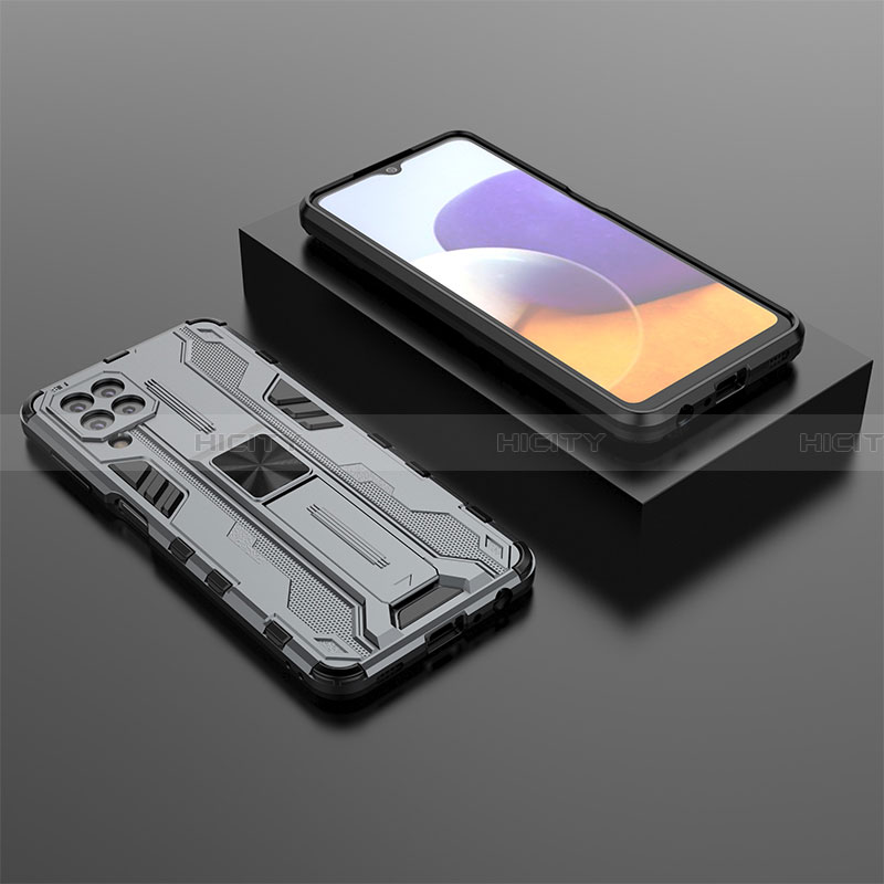 Funda Bumper Silicona y Plastico Mate Carcasa con Magnetico Soporte T01 para Samsung Galaxy A22 4G